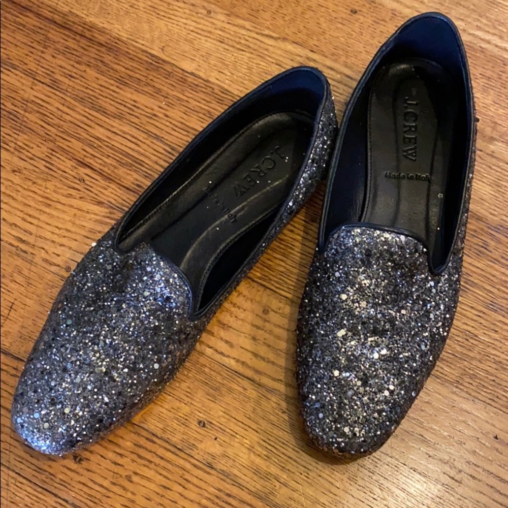 Jcrew glitter loafer silver 6.5